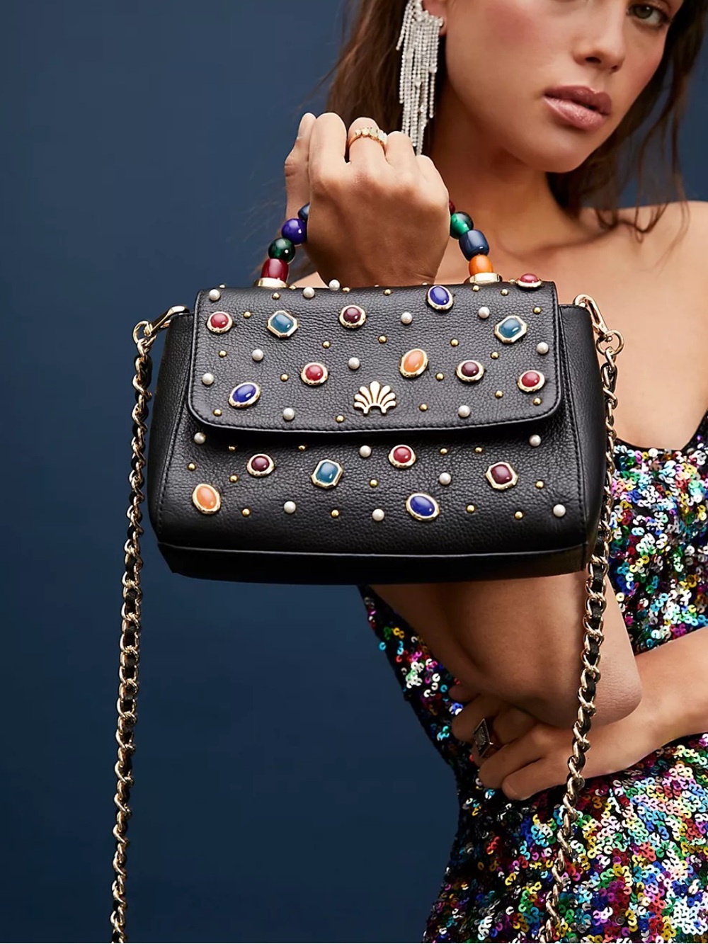 NWT $475 LELE Sadoughi Tabitha Bezel Jewel Bag